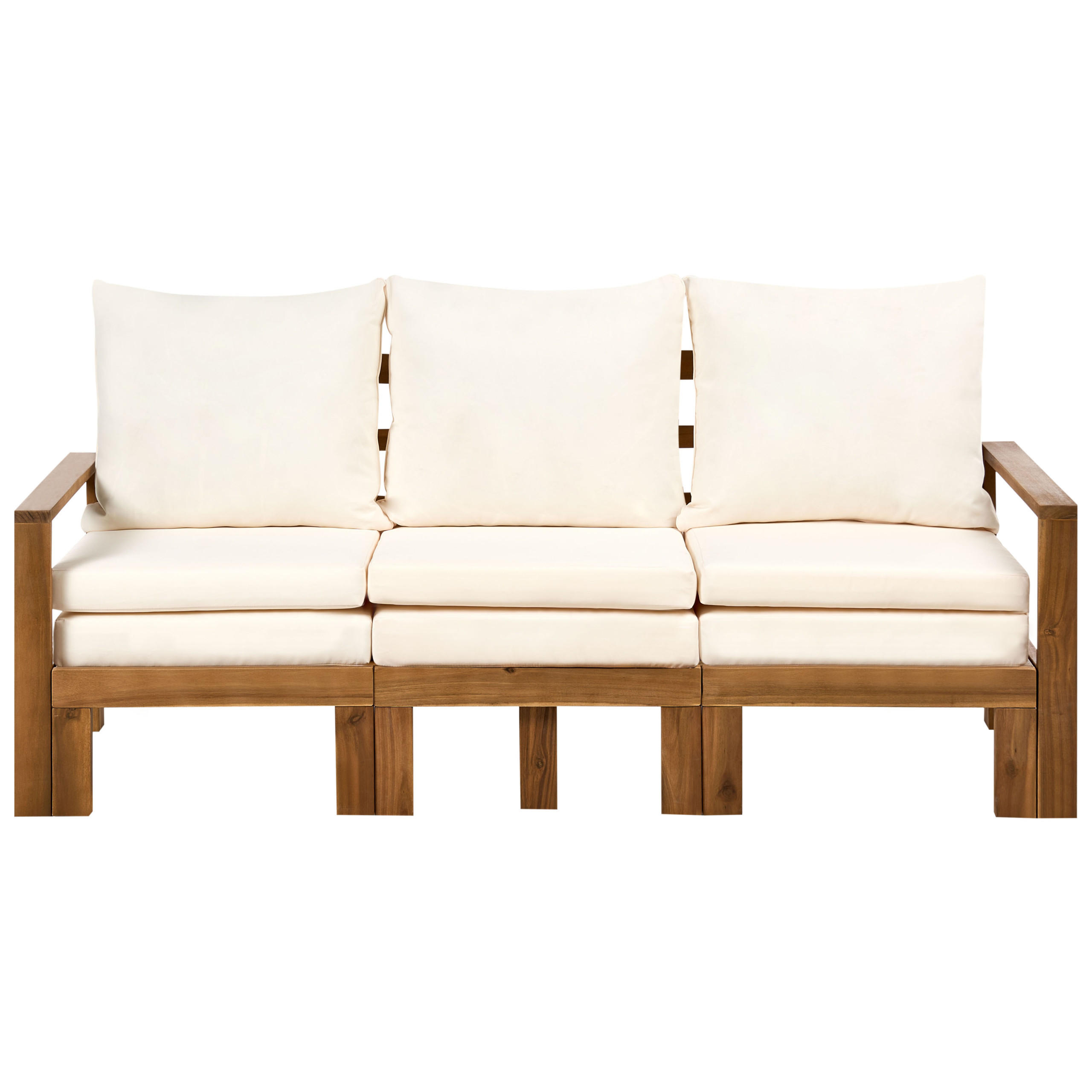 GARTENBANK mit Auflage 190 cm Braun - Beige/Braun, Holz (190/90/69cm) - Beliani