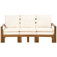GARTENBANK mit Auflage 190 cm Braun - Beige/Braun, Holz (190/90/69cm) - Beliani