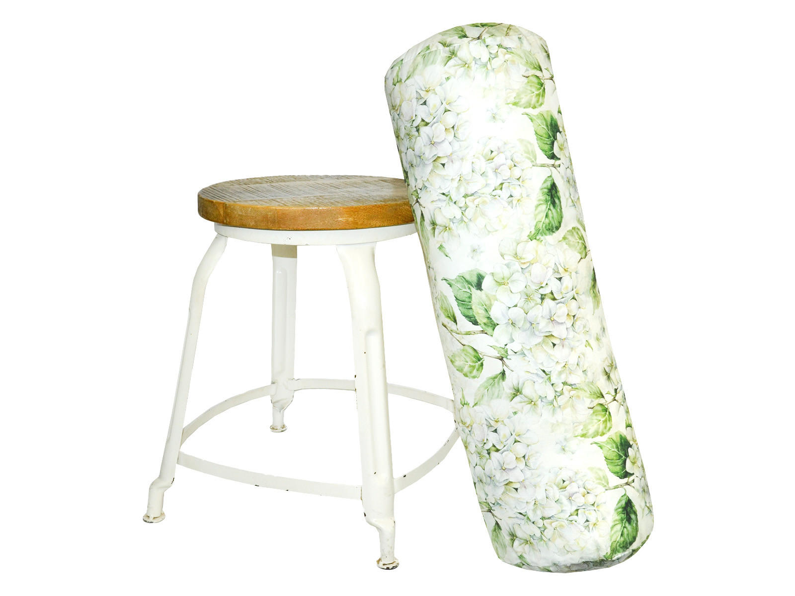 XL-NACKENROLLENHÜLLE Landlust-Hortensie weiß 25/70 cm - Weiß/Grün, Textil (25/70cm) - beties Heimtextil