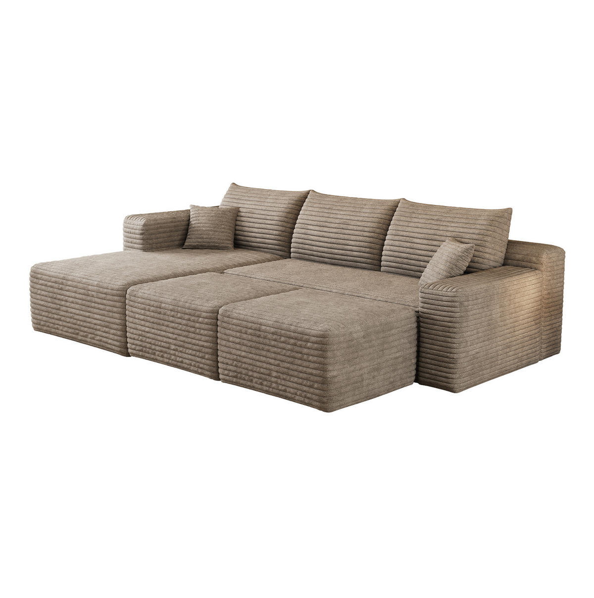 ECKSOFA 241/151/58 cm camel aus Stoff mit Chaise longue ohne Montage - Hellgrau, Textil (151/241cm) - OKWISH