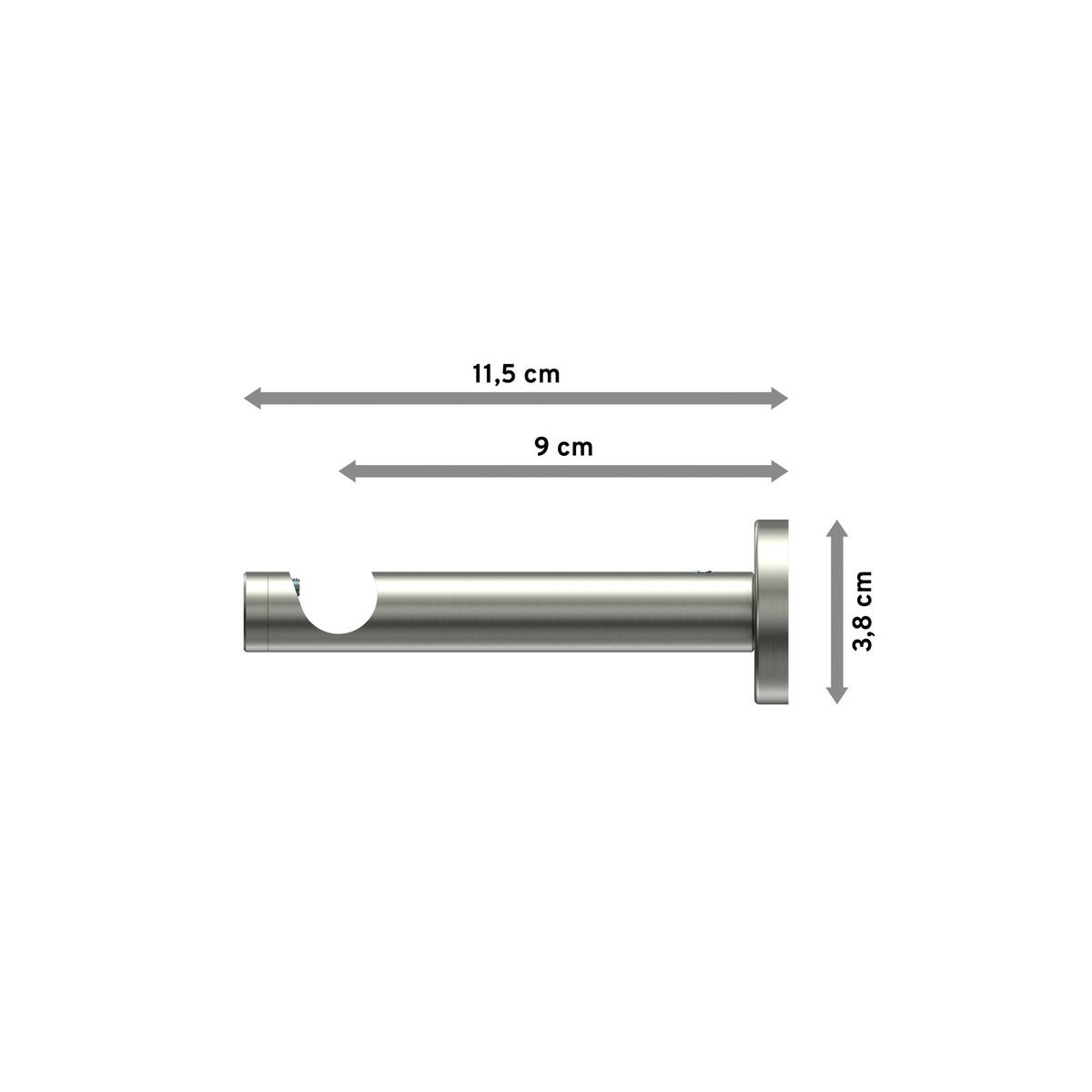 TRÄGER FÜR GARDINENSTANGEN 16 mm Ø, Enorma 1-läufig, Edelstahl - Edelstahlfarben, Metall (11/3.8/3.8cm) - INTERDECO