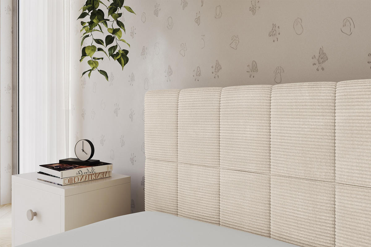 EINZELLBETT Jugendbett mit Bettkasten, Rechts - TULY 100x200 Beige - Kaschmir, Holzwerkstoff/Textil (100/200cm) - ALTDECOR