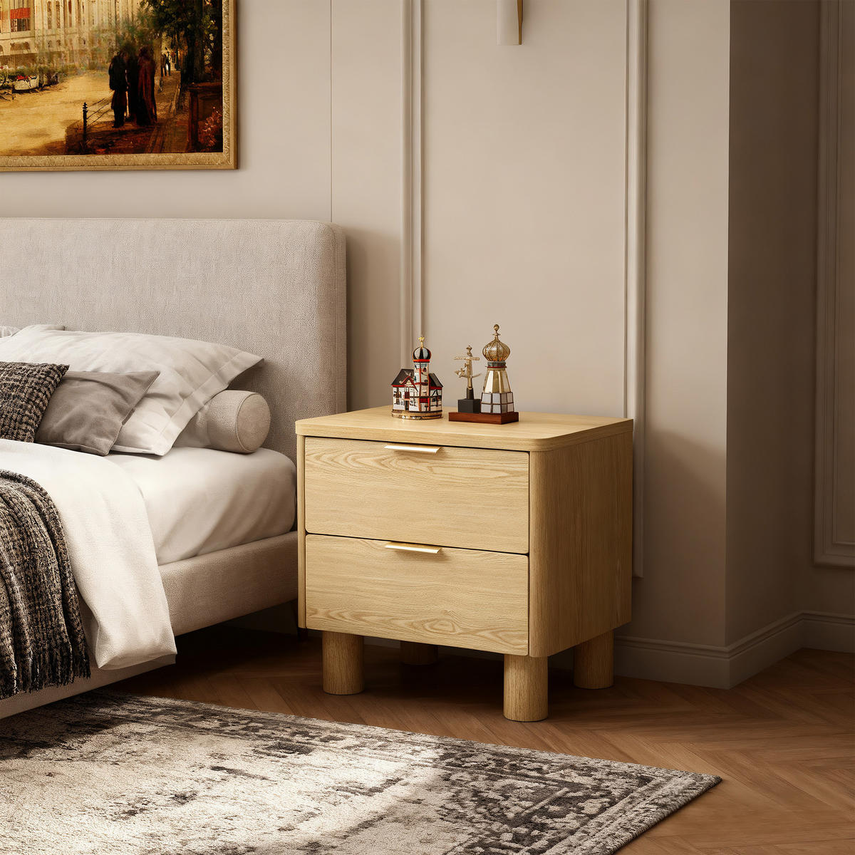 NACHTTISCH Modern mit 2 Schubladen, Holzoptik | B59 x T39 x H55 cm - Braun, Holzwerkstoff (59/55/39cm) - Hometopia