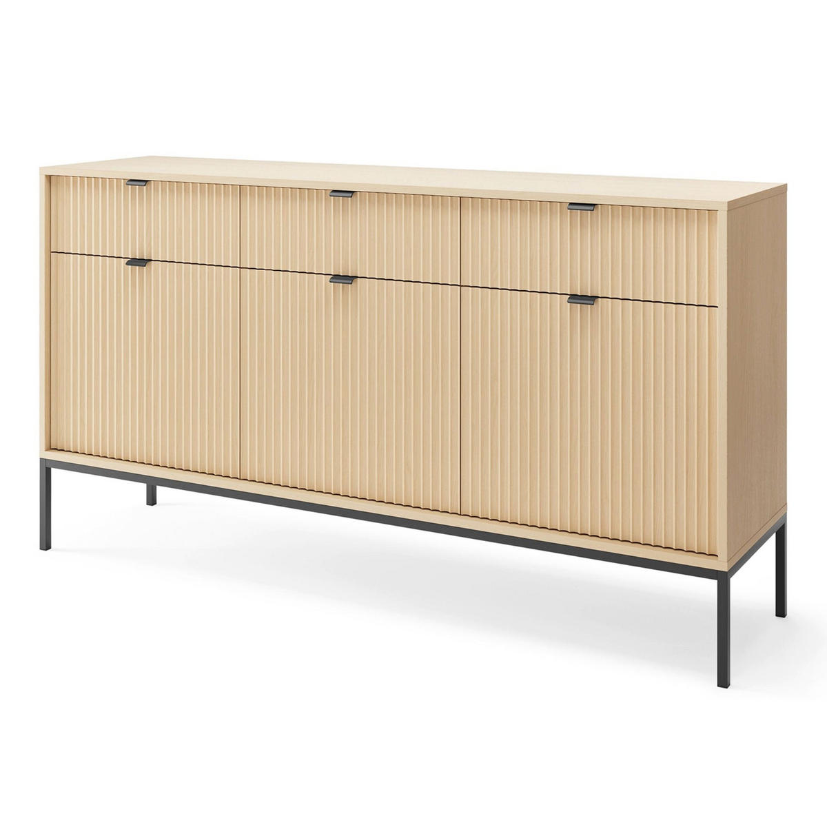 KOMODA Vellore Dekor dub s černou podnoží 154 cm - černá/béžová, kov/kompozitní dřevo (154/83/39cm) - Selsey
