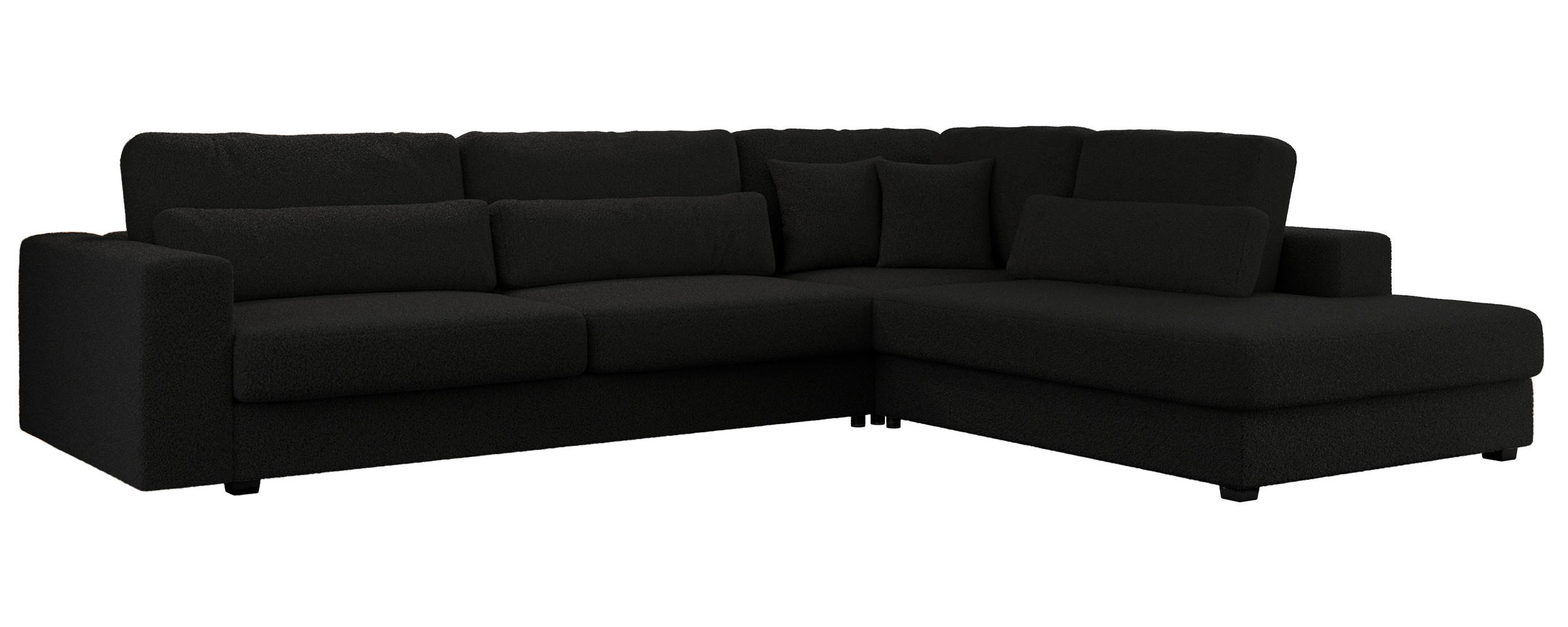 ECKSOFA Savona Schwarz Boucle - rechts - Schwarz, Kunststoff/Textil (249/316cm) - MKS