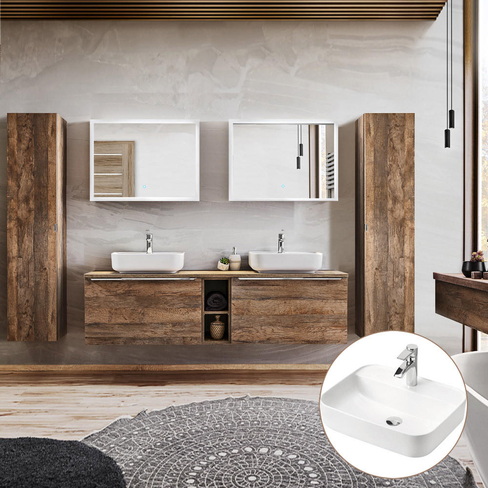 BADMÖBEL-SET 10-TLG. Puebla-56 - Braun, Holzwerkstoff (270/200/46cm) - Lomado