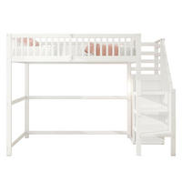 HOCHBETT 90x200 Weiß Holz Treppe Regal Kleiderschrank - Weiß, Holz (90/200cm) - FLIEKS