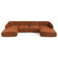 WOHNLANDSCHAFT Rastervelours Terracotta 346cm - Dunkelorange/Terra cotta, Textil (346/76/166cm) - Sia Home
