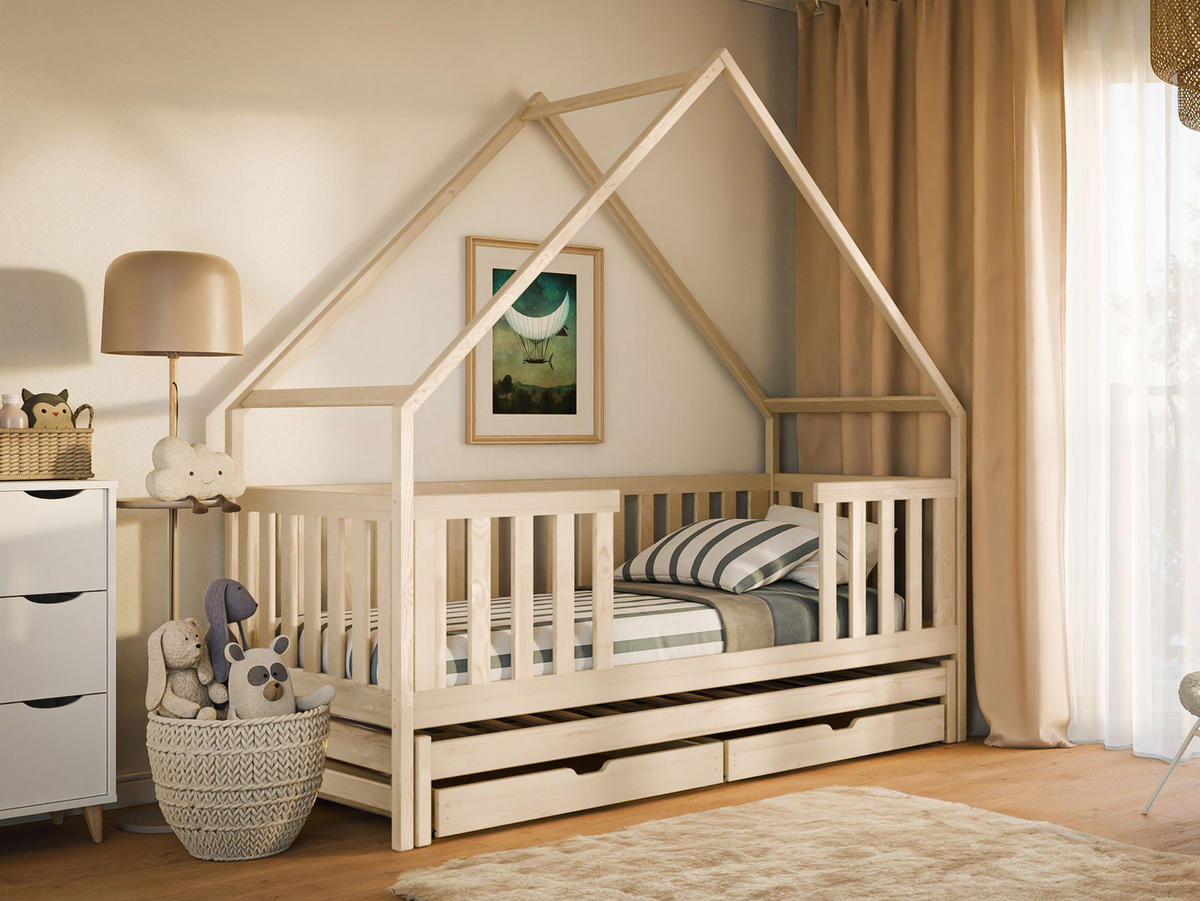 HAUSBETT Magic - Naturfarben, Holz (90/190cm) - MIRJAN24