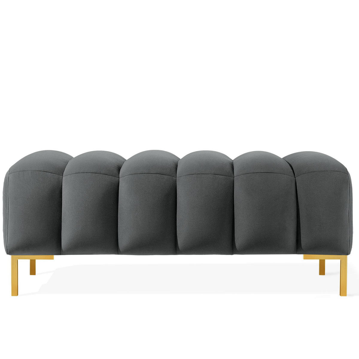 SITZHOCKER Polsterhocker PECCO, Veloursstoff - Dunkelgrau/Goldfarben, Holz/Textil (120/50/50cm) - KONSIMO®