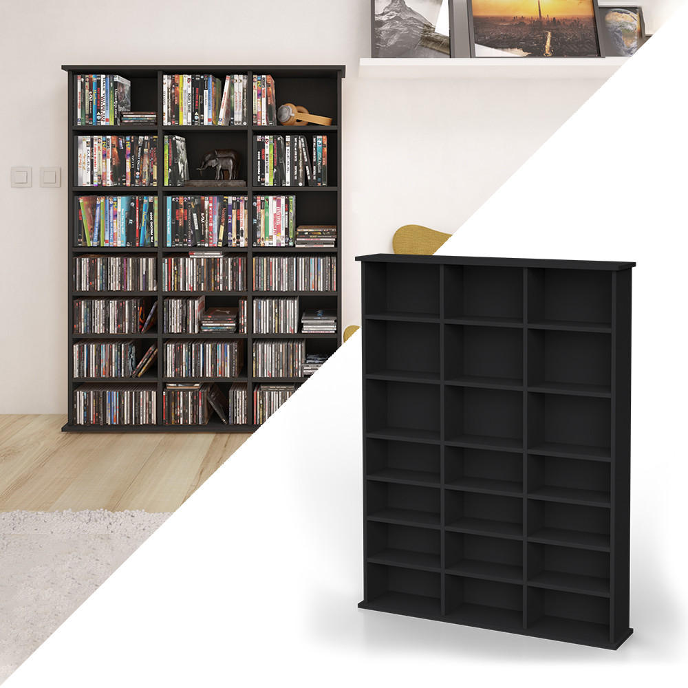 Thumbnail - Vicco Cd-Regal, Schwarz, Holzwerkstoff, 20 Fächer, Rechteckig, 105.4x136x19 cm, Wohnzimmer, Regale, CD & DVD-Regale