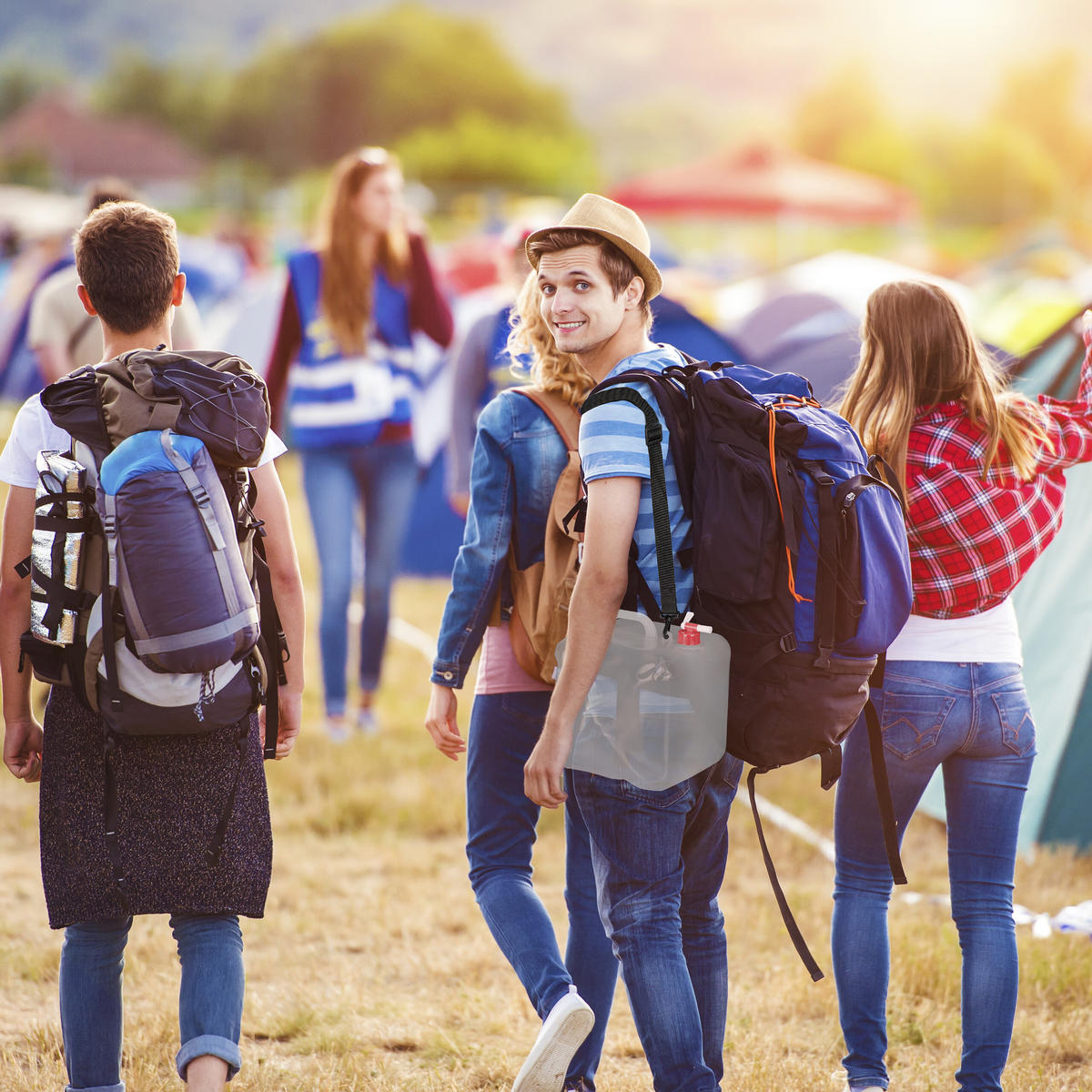 4XVODNÉ kanistre - priehľadné, textil/plast (20L) - Relaxdays