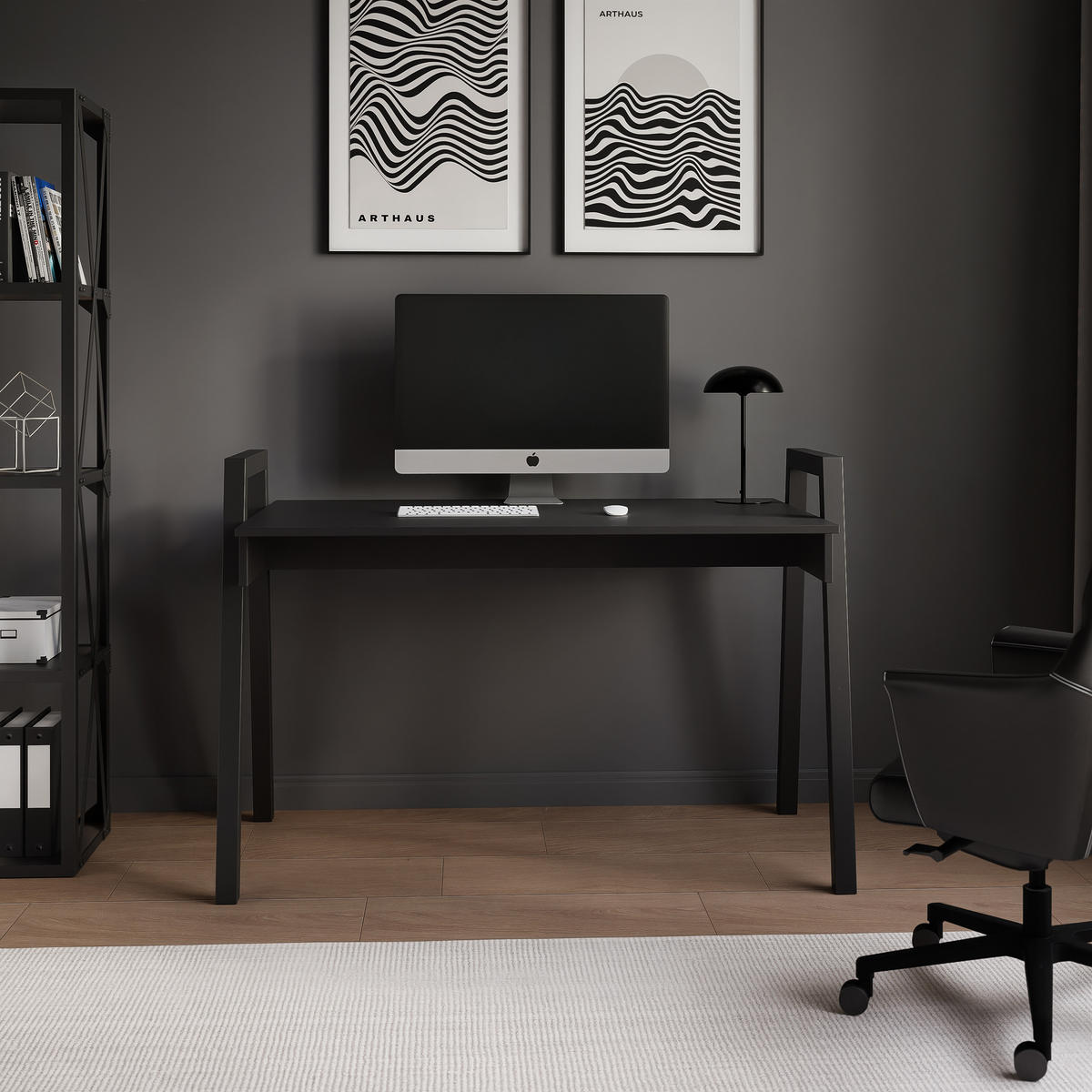 SCHREIBTISCH NOVO 120/68/82 cm, Schwarz - Schwarz, Holzwerkstoff/Metall (68/120/82cm) - Idohome