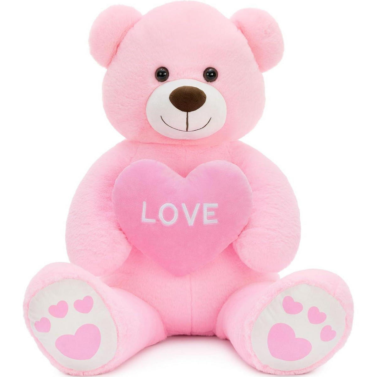 XXXL Kuscheltier Teddybär mit Herz 90 cm Rosa - Rosa, Textil (45/90cm)