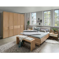 SCHLAFZIMMER Lenvara in Eiche 4 teilig mit Drehtürenschrank ohne Spiegel, Passepartout, zwei Nachttische und Komfortbett - Braun, Holzwerkstoff (80/200/120cm)