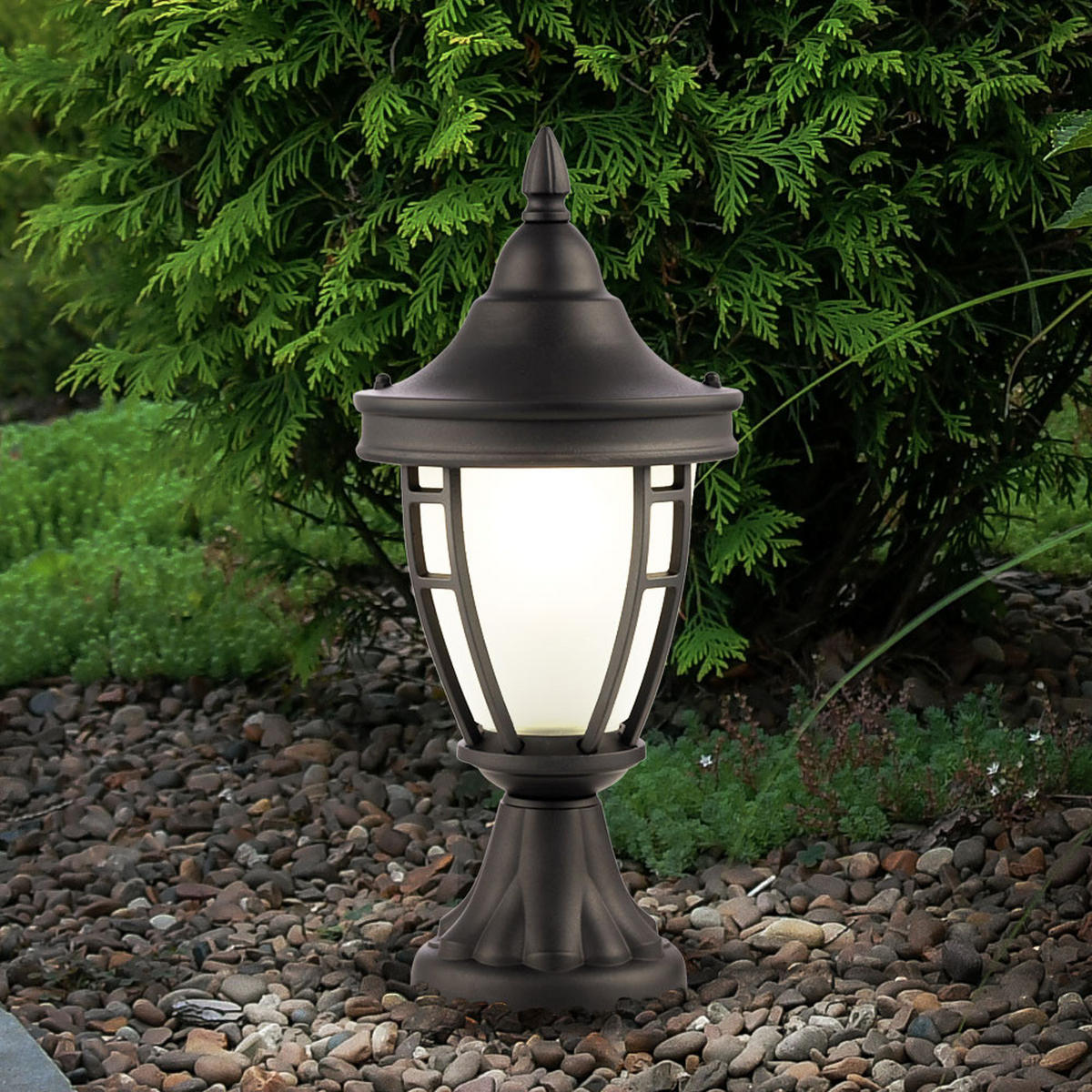 STEHLAMPE Metall Schwarz Wetterfest - Schwarz, Glas (18.2/18.2/40.5cm)