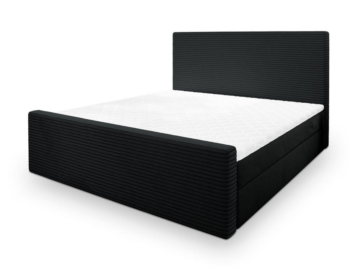 POSTEL BOXSPRING ALORIA 180x200 cm, s matrací a úložným prostorem, černá - černá, kompozitní dřevo/textil (180/200cm) - MASSENO