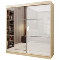 SCHWEBETÜRENSCHRANK VITALE 200/216/61 cm 2-türig mit Spiegel Sonoma Eiche - Weiß/Sonoma Eiche, Holzwerkstoff (200/216/61cm) - MASSENO