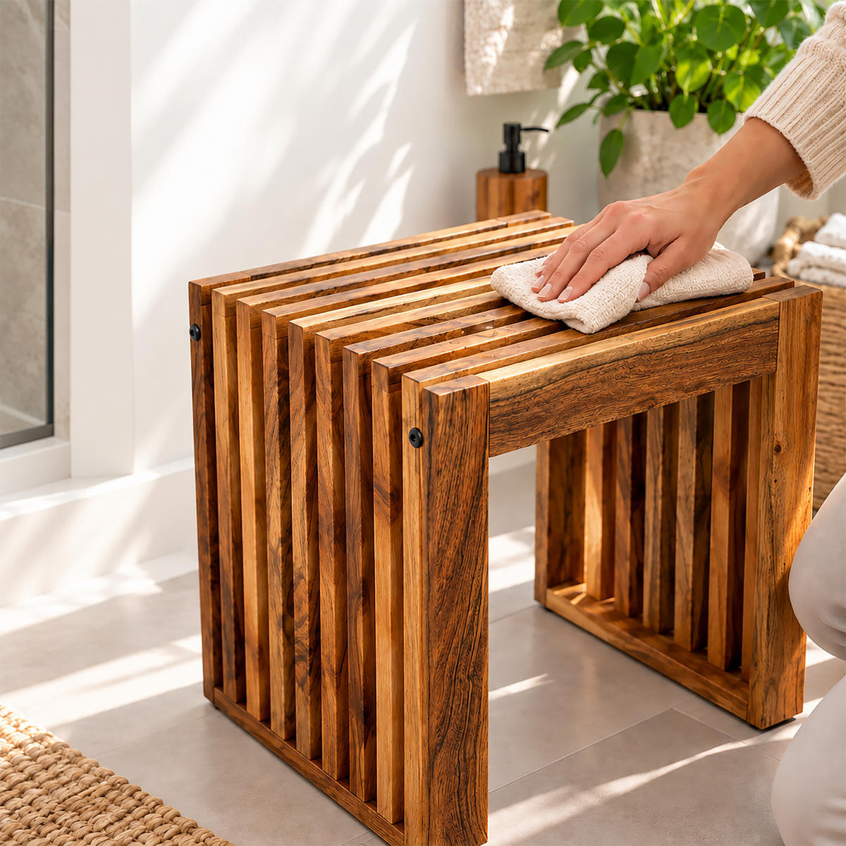 BANCĂ Natural lemn de acacia uleiat - maro, lemn (45/43/33cm) - Relaxdays