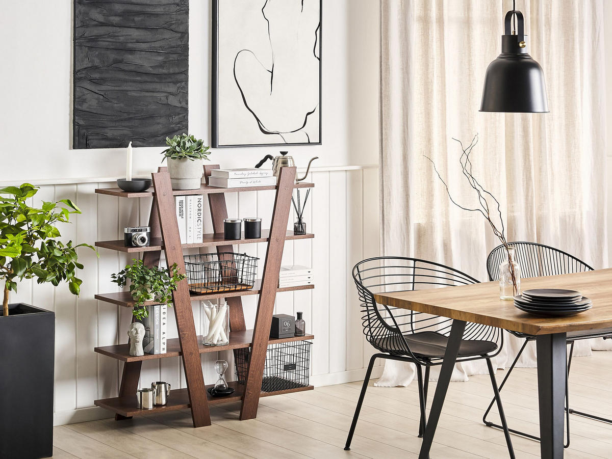 BÜCHERREGAL 5 Fächer Escalante - Dunkelbraun, Holzwerkstoff (100/116/33cm) - Beliani