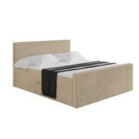 BOXBETT mit Matratze H3 und Lattenrost - TOLO-Z - 180x200 Cord - Beige - Beige, Holzwerkstoff (180/200cm) - ALTDECOR