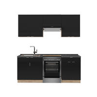 KÜCHENSCHRÄNKE Fame-Line, Schwarz gestreift/Goldkraft Eiche, 200 cm, AP Anthrazit - Honigeiche/Schwarz, Holzwerkstoff (200/81.6/60cm) - Vicco