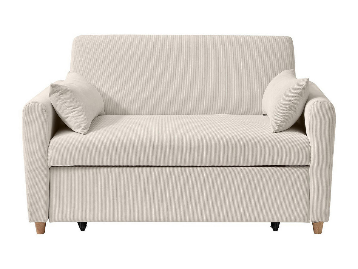 SOFA 2-Sitzer mit Schlaffunktion - Cord - Beige - AYLA - Beige, Textil (140/86/87cm) - Vente-Unique