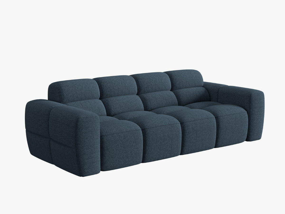 SOFA Lisa aus strukturiertem Stoff dunkelblau 4 Sitzplätze - Dunkelblau, Textil (256/77/101cm) - Micadoni
