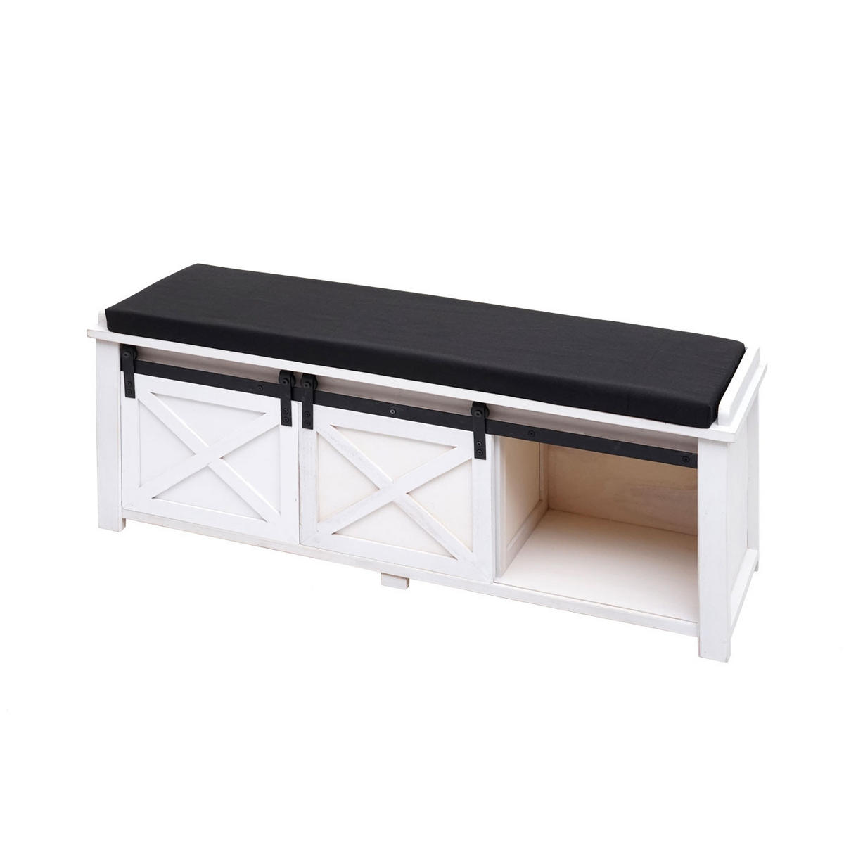 SITZBANK MIT STAUFÄCHERN Schwarz - Schwarz, Holz (102/43/33cm) - MCW