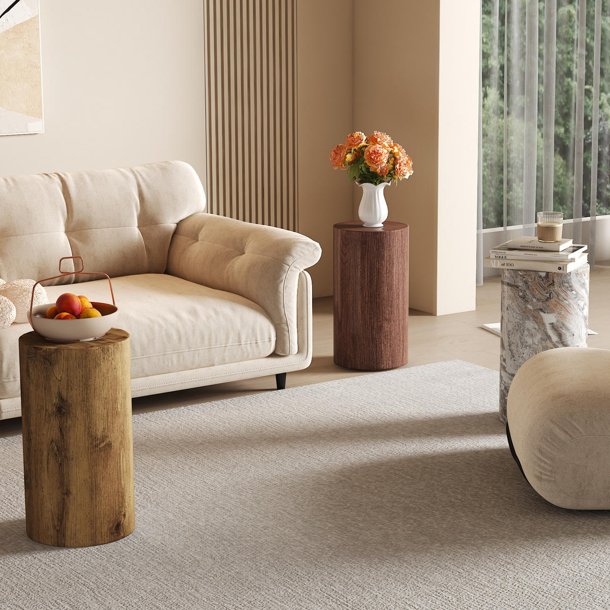 COUCHTISCH DE-152 Eichenholzoptik 30 cm Schwarz - Alteiche, Holzwerkstoff (30/30/55cm) - ComfortXL