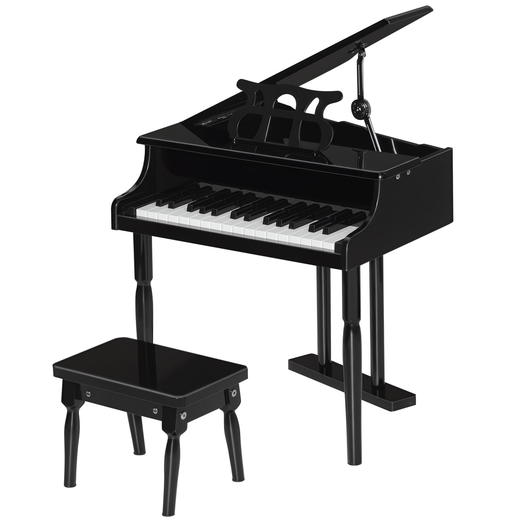 KINDERFLÜGEL DE-18642 30 Tasten, mit Hocker und Notenständer Schwarz - Schwarz, Holzwerkstoff (127/124.46/132.08cm) - ComfortXL