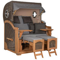 STRANDKORB Düne 2 Sitzer Teak PE Grey - Braun/Grau, Holz/Metall (125/170/80cm) - Mr. Deko