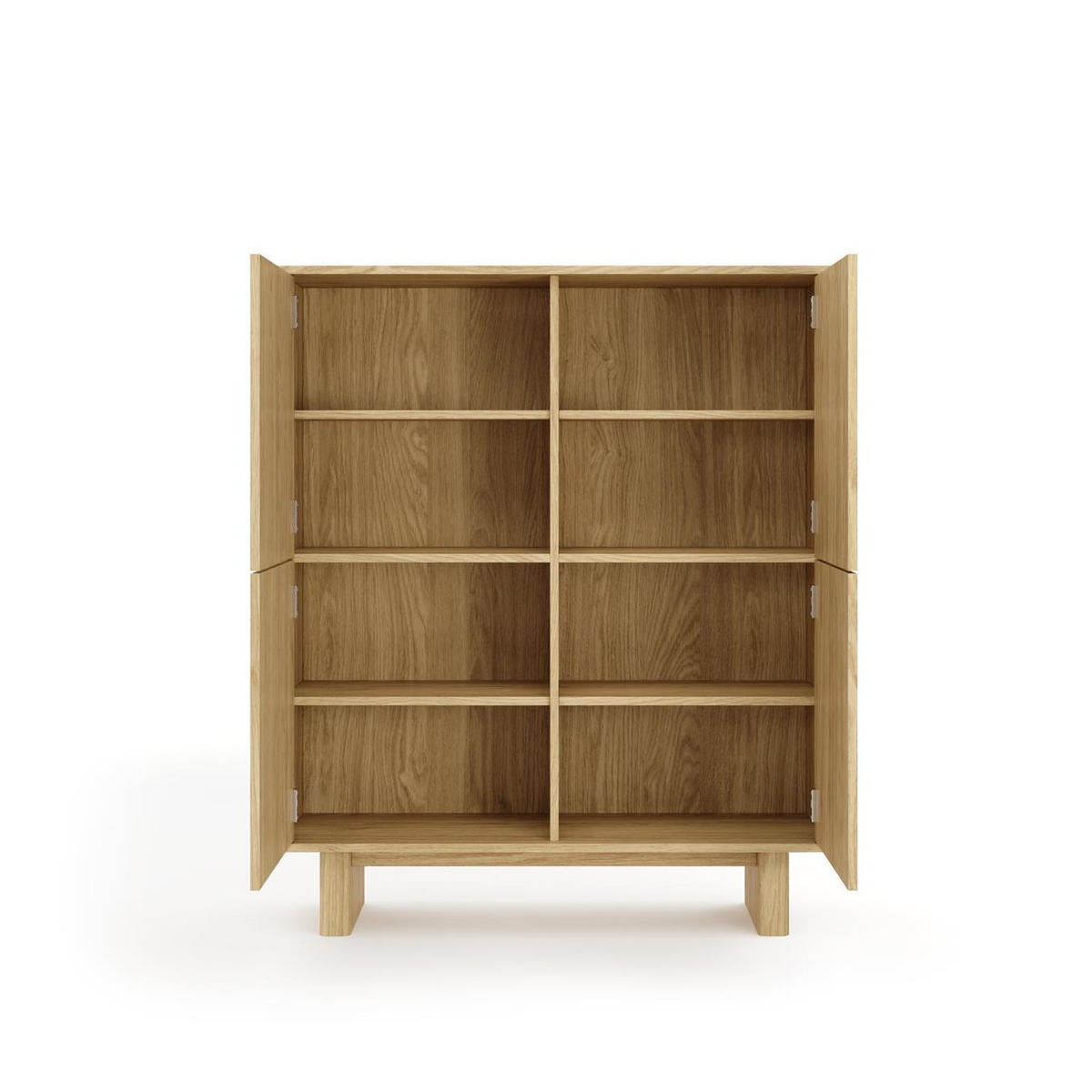 KOMMODE Buna Eiche, viertürige Highboard - Eichefarben, Holzwerkstoff (104/124/38cm) - Bettso