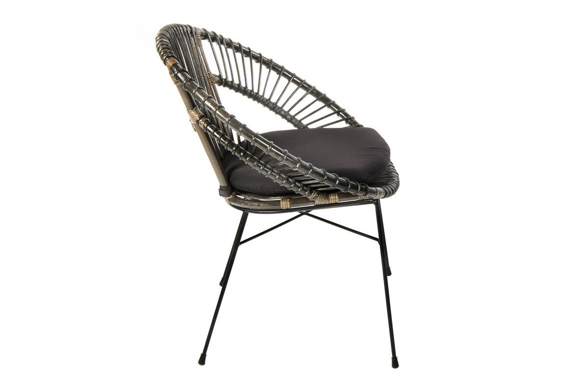 ESSZIMMERSTUHL GENUA - Anthrazit/Schwarz, Naturmaterialien/Metall (42/88/45cm) - SAM