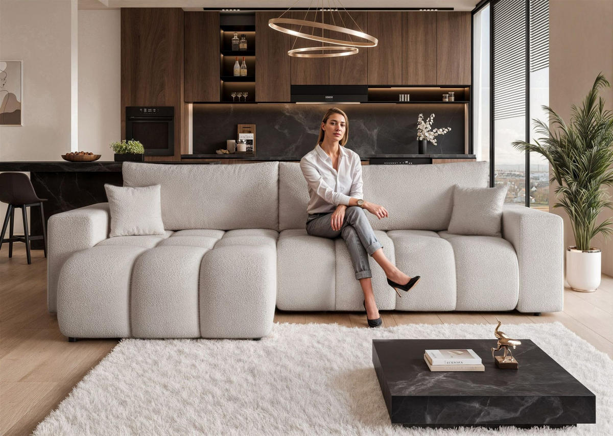 ECKSOFA Anabel Max Mit Schlaffunktion - Hellgrau, Holzwerkstoff/Textil (278/145cm) - Fun Möbel