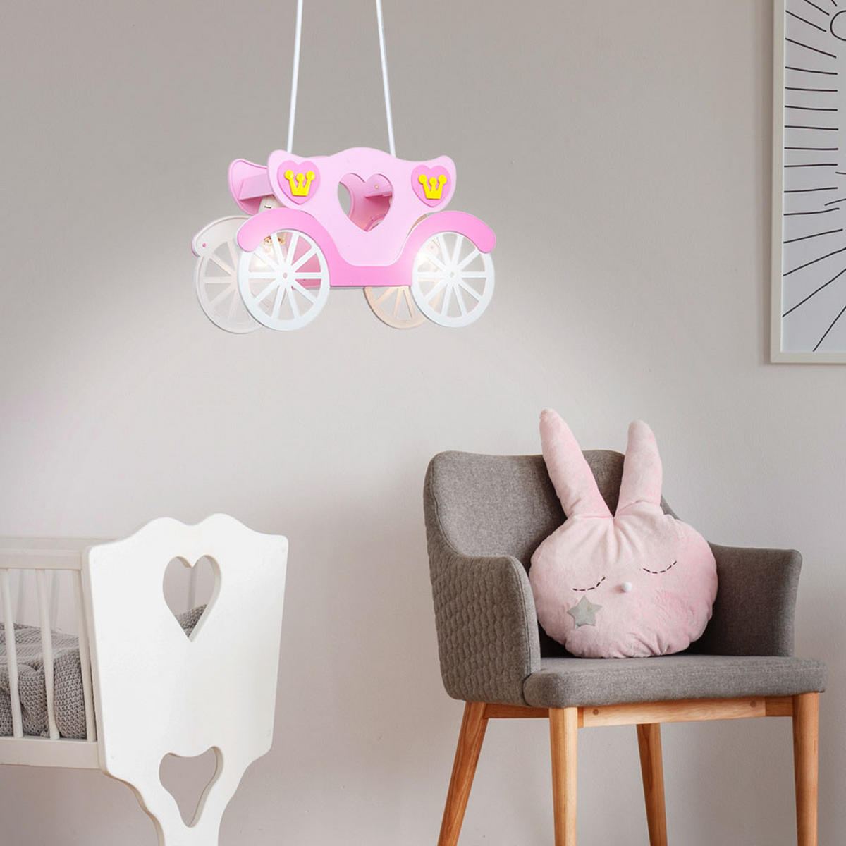 KINDERHÄNGELEUCHTE KITA Kunststoff Rosa - Rosa, Kunststoff (75/10.5/33cm) - Globo Lighting