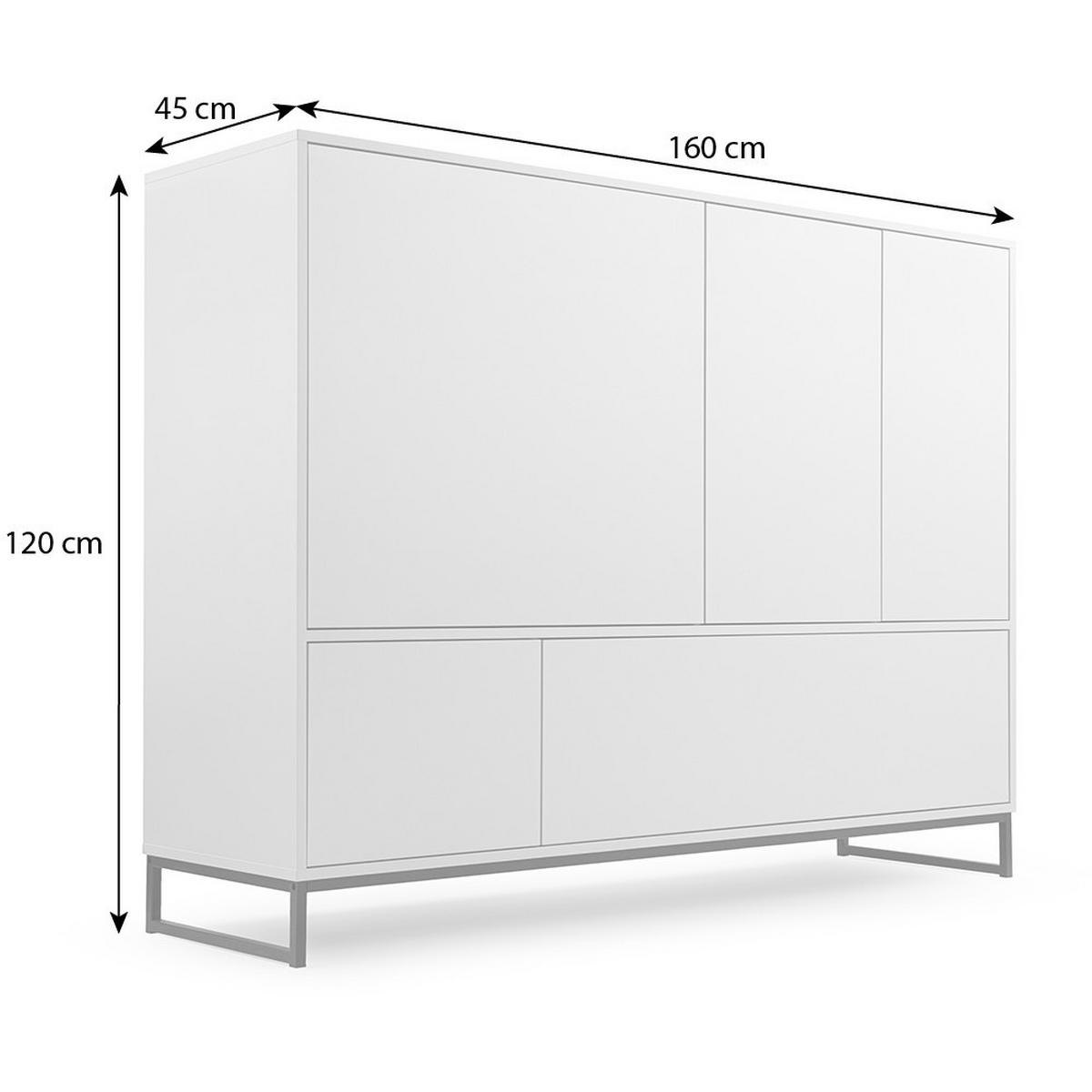 KOMMODE Giana mit 5 Türen, 160 cm, Beige Sand - Sandfarben/Beige, Holzwerkstoff (160/120/45cm) - Beautysofa