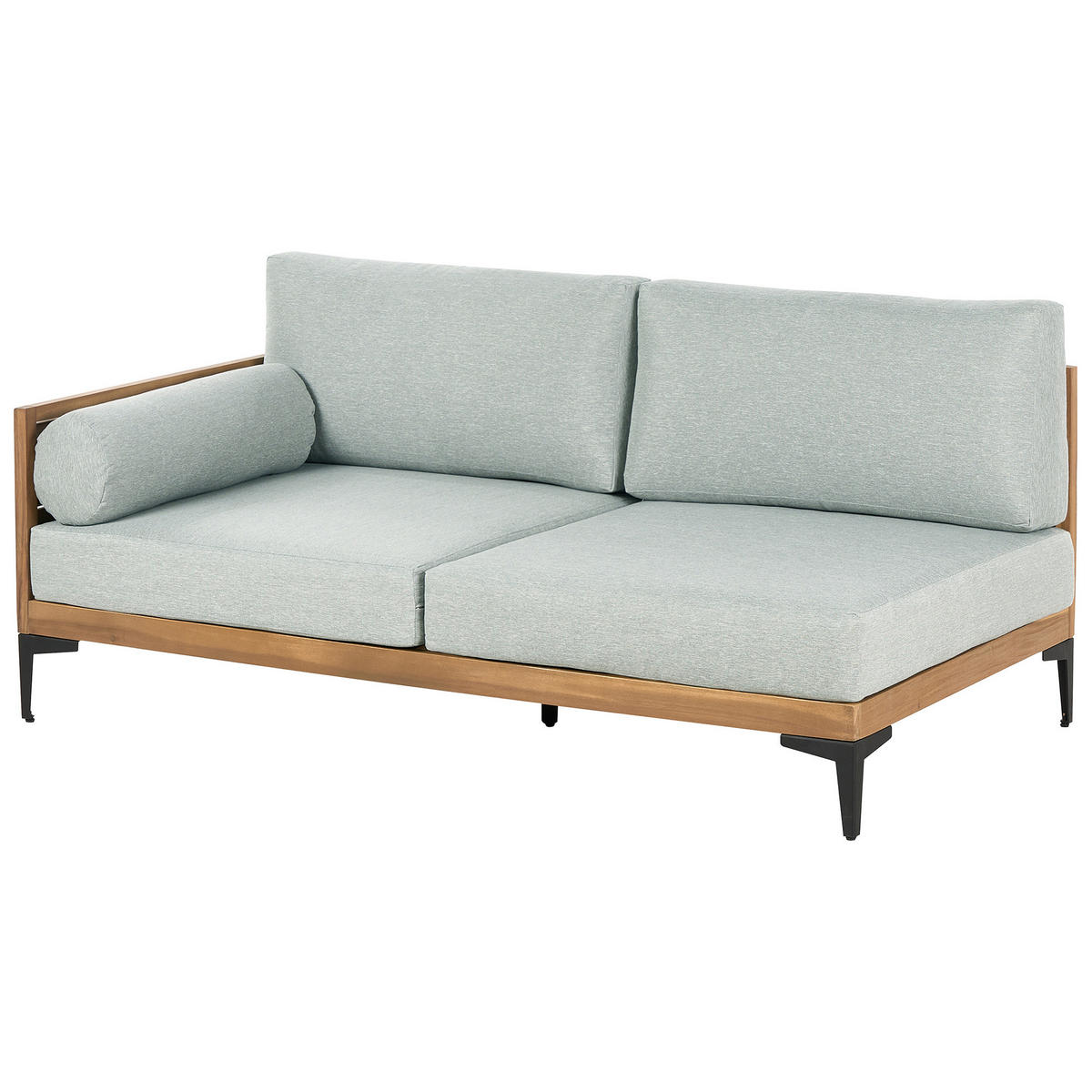 GARTEN-ECKSOFA 4-Sitzer Grau Cavezzo - Hellbraun/Schwarz, Holz (254/77/150cm) - Beliani