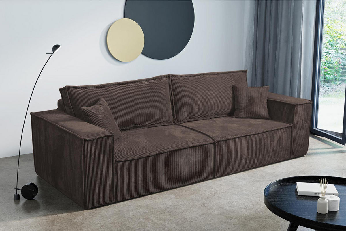 SCHLAFSOFA mit Bettkasten und Cordstoff MONA Braun - Braun, Holzwerkstoff (255/85/105cm) - Compleo24