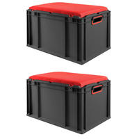 EUROBOX 2x NextGen Seat Rot, HxBxT 36,5x40x60cm, 65 Liter, Griffe offen, Schwarz - Schwarz, Kunststoff (40/36.5/60cm) - PROREGAL