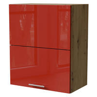 KLAPPHÄNGESCHRANK Brerra W8B/60-AV Eiche Artisan / RAL 3002 karminrot Hochglanz 60 / 32,5 / 72cm - Rot/Eiche Artisan, Holz/Holzwerkstoff (60/72/32.5cm) - Feldmann-Wohnen