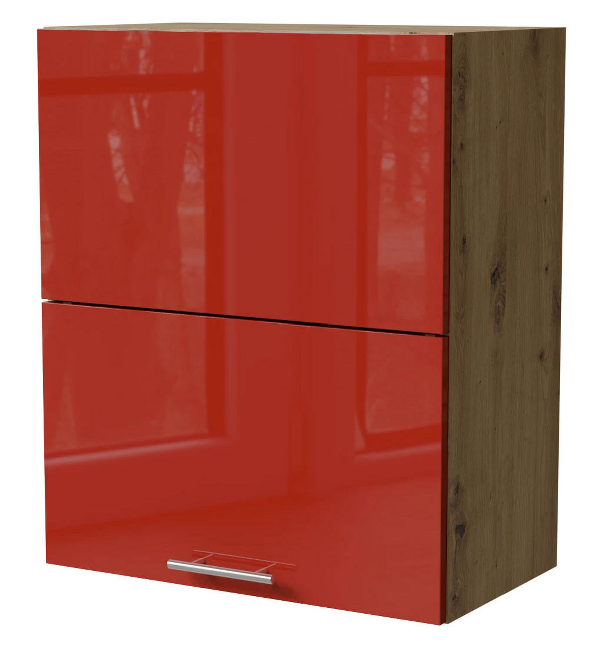KLAPPHÄNGESCHRANK Brerra W8B/60-AV Eiche Artisan / RAL 3002 karminrot Hochglanz 60 / 32,5 / 72cm - Rot/Eiche Artisan, Holz/Holzwerkstoff (60/72/32.5cm) - Feldmann-Wohnen
