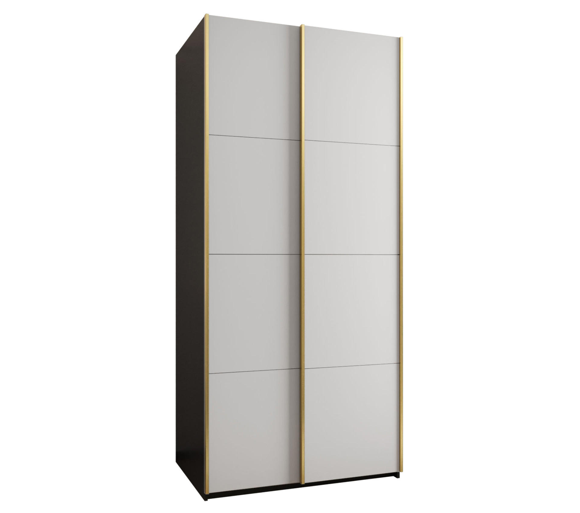 Abiks Möbel Schwebetürenschrank Schwarz, Weiß, Gold 100x245x64 cm