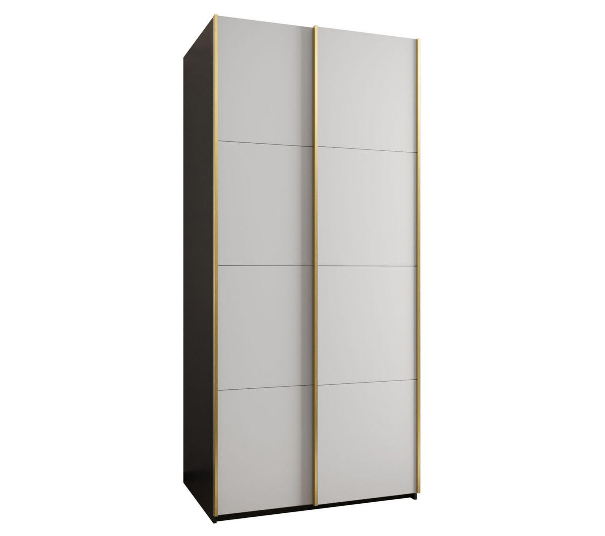 SCHWEBETÜRENSCHRANK 245,5/110/64 2-türig - Goldfarben/Schwarz, Holz/Metall (110/245/64cm) - Abiks Möbel