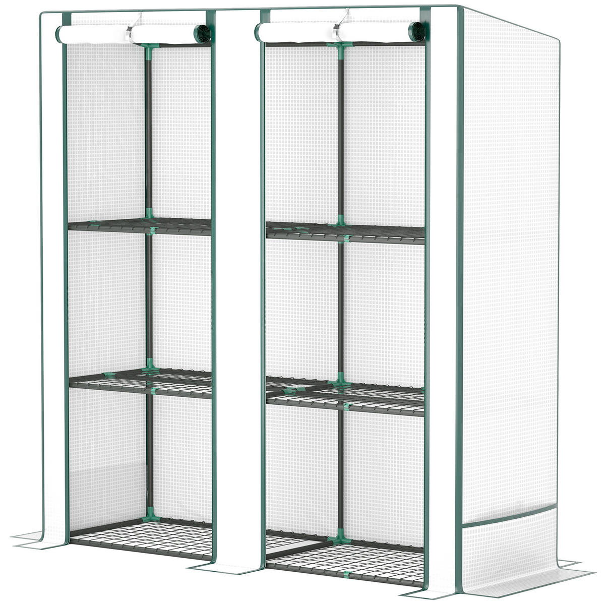 MINI-GEWÄCHSHAUS DE-05855 mit 3-Ebenen-Regal 144/48/152 cm Weiß - Weiß, Kunststoff/Metall (48/152/144cm) - ComfortXL