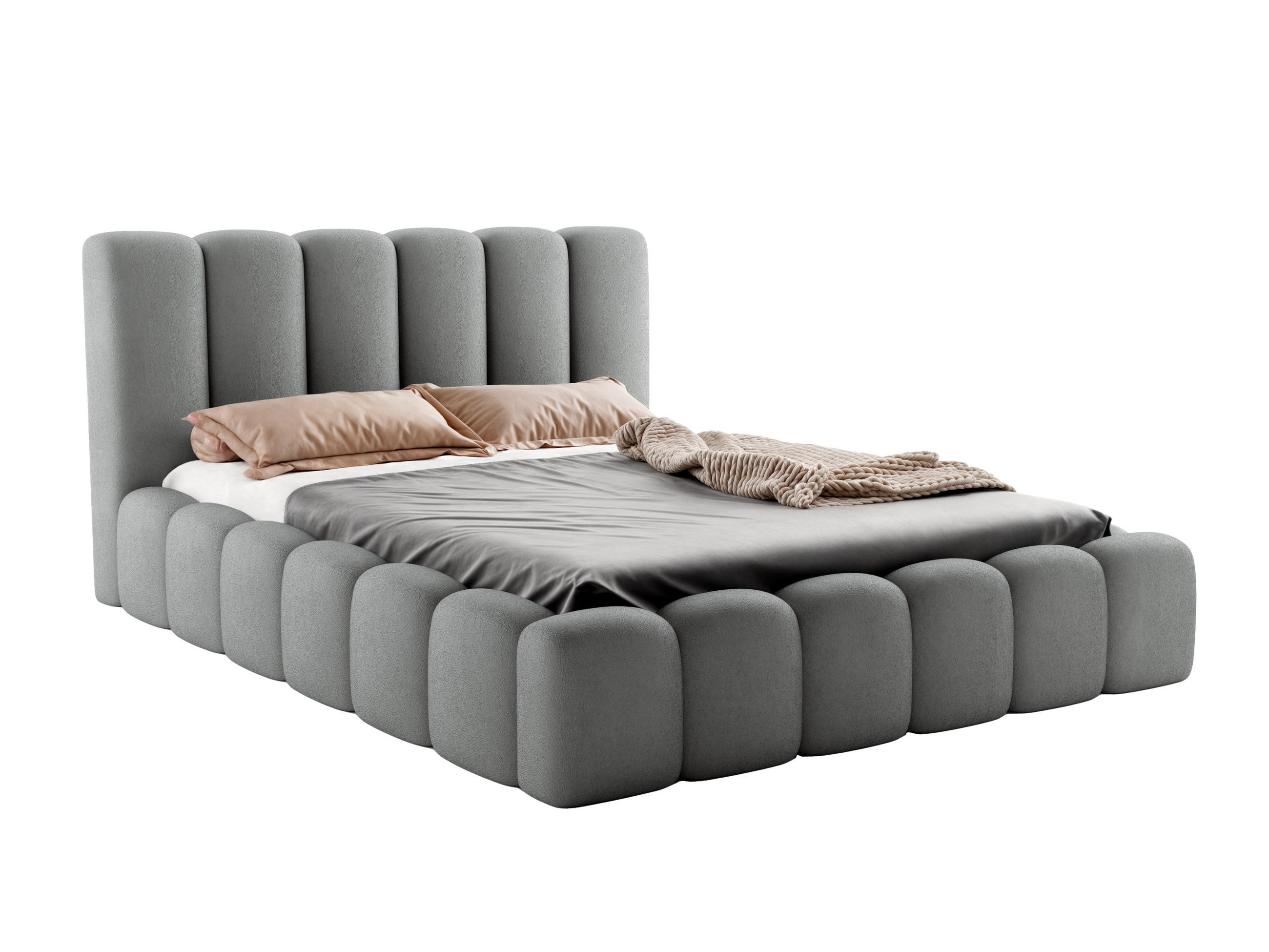 POLSTERBETT VELORA 160x200 GRAU - Grau, Textil (160/200cm) - Luxkor24