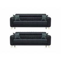 SITZGARNITUR Salta, Schwarz Stellvariante 3+3 - Schwarz, Holzwerkstoff/Kunststoff (220/87/90cm)