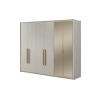 KLEIDERSCHRANK Giza 6 trg. - Beige, Holzwerkstoff (260/215/60cm)