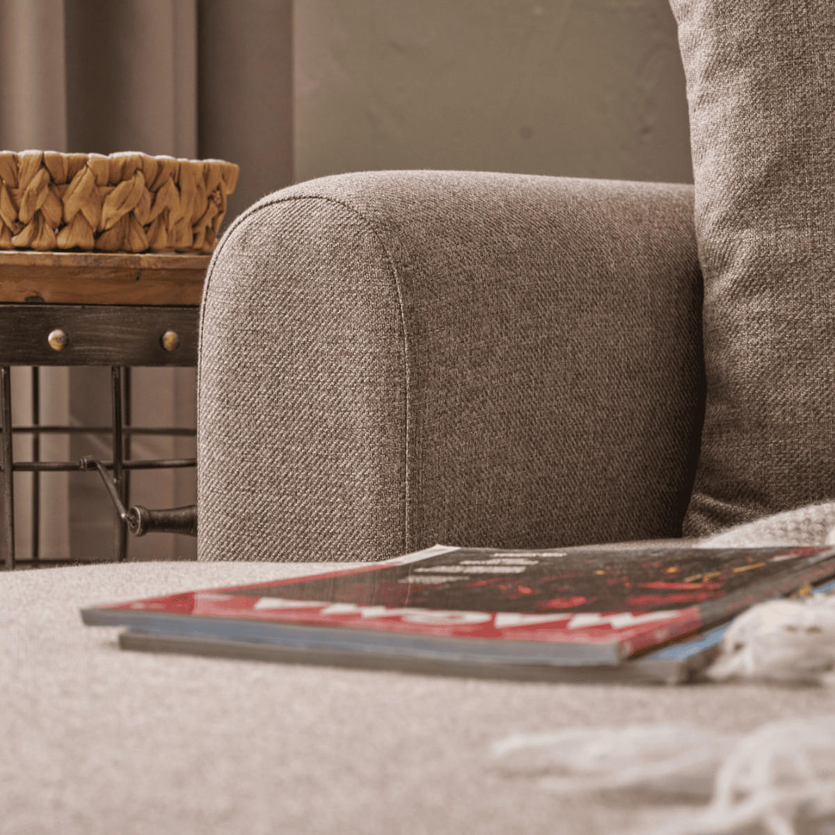 ECKSOFA mit Schlaffunktion und linksseitiger Récamiere - mane 246/160/85 cm - Taupe, Holz (160/246cm) - Calicosy