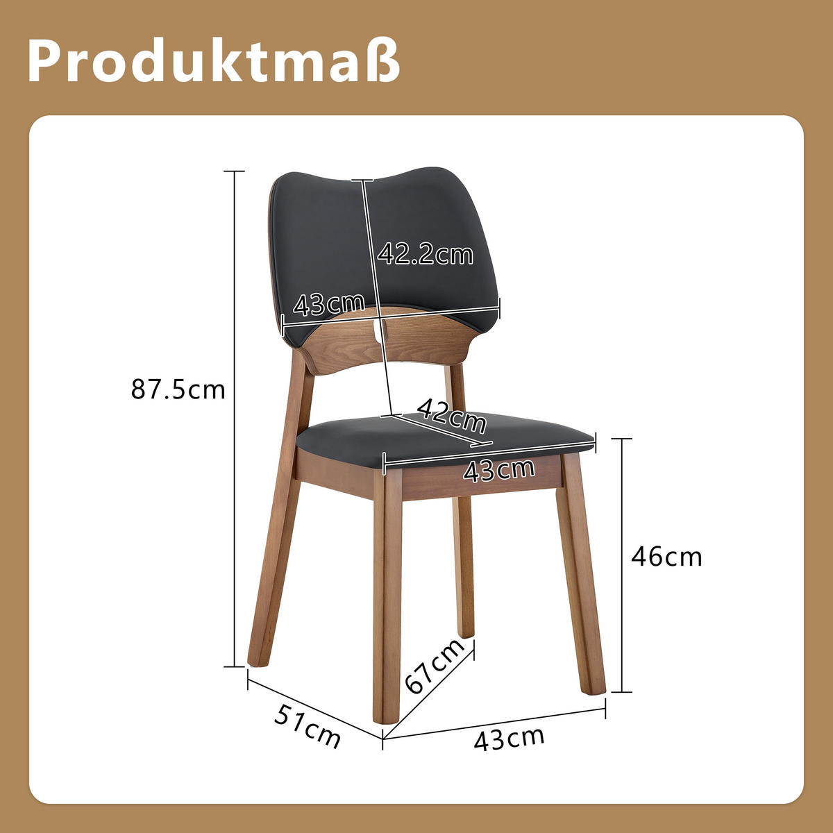 STUHL-SET DE-36734 2 Stück mit Schmetterlingsrückenlehne Schwarz - Schwarz, Holzwerkstoff (43/87.5/51cm) - ComfortXL